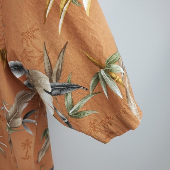 Hollis River Cotton Short Sleeve Button Up Shirt Men L-Tall Tropical Palm Tree - Picture 5 of 6